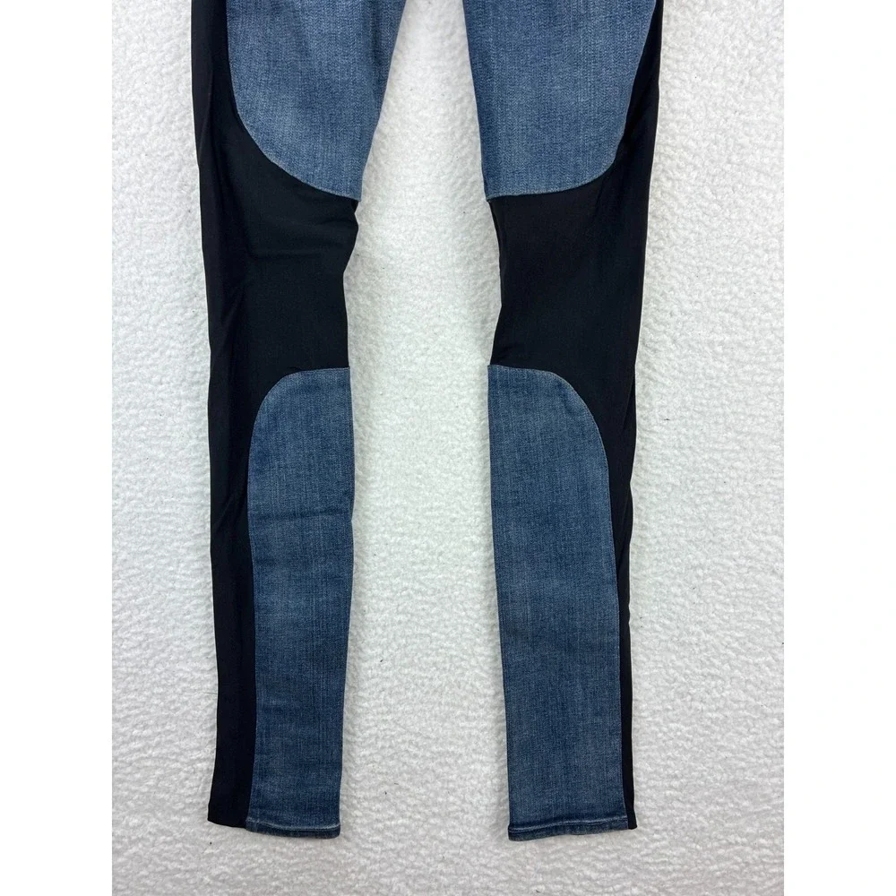Helmut Lang Two Tone Panel Skinny Jeans Womens 24 Blue Black Stretch Designer